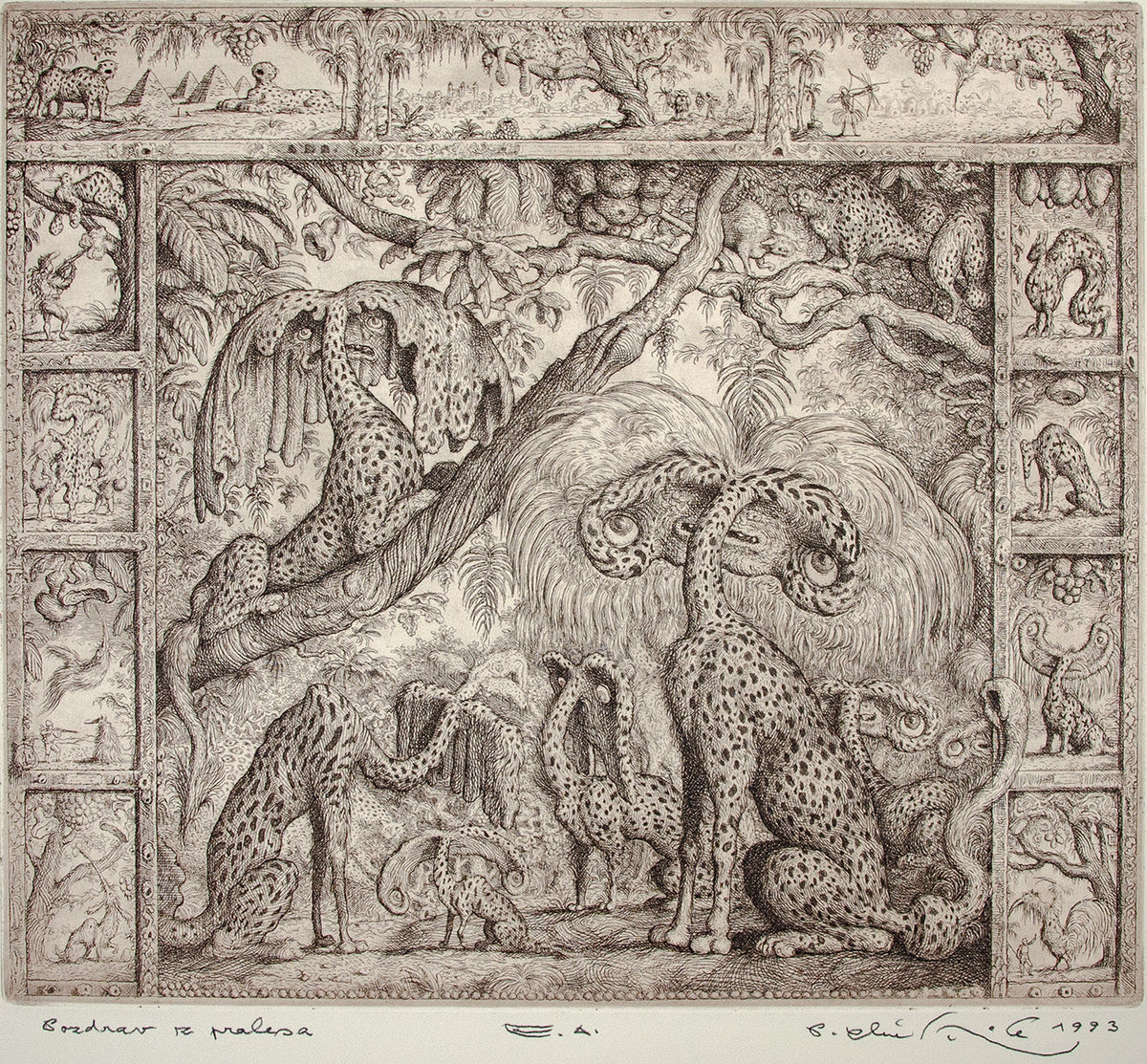 Peter Kľúčik - Pozdrav z pralesa - obrazy - grafika - lept