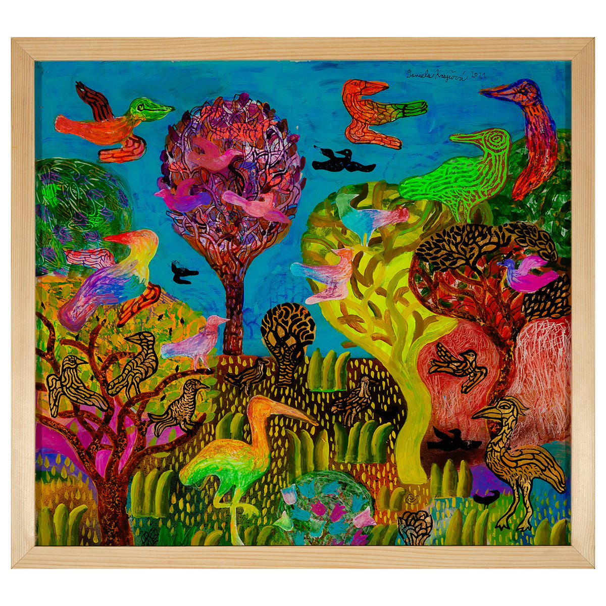 Daniela Krajčová - Jarná záhrada - surealistická maľba - súčasné umenie