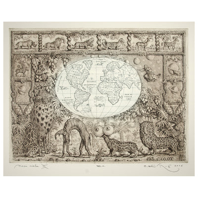Peter Kľúčik - Mapa sveta - obrazy - grafika - lept