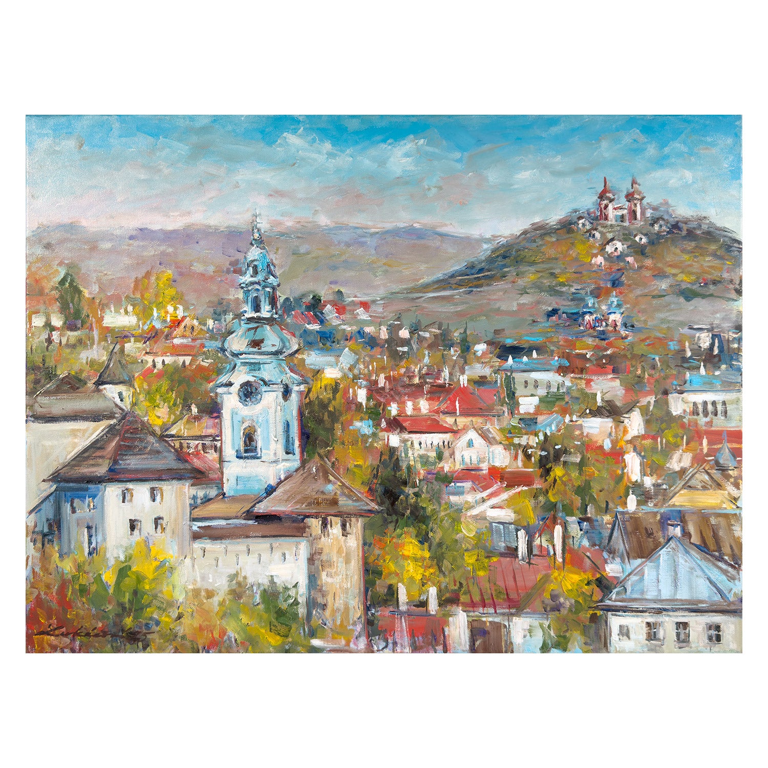 Pohľad na Banskú Štiavnicu s Kalváriou