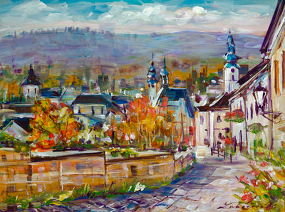 Zuzana Lukáčová - Banská Štiavnica - Ružová ulica - originálna maľba - obrazy