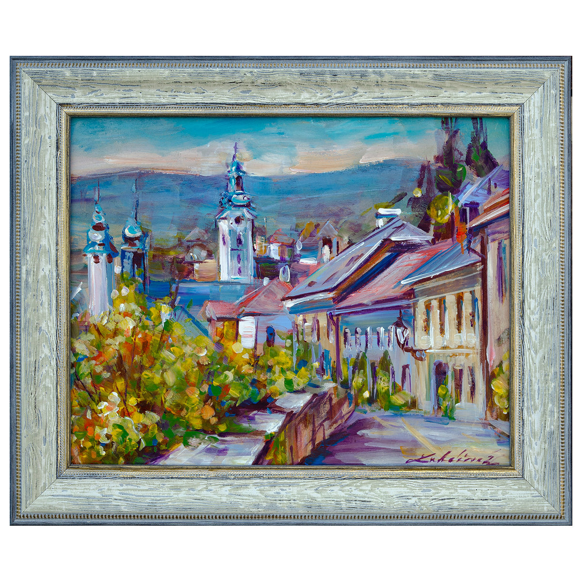 Banská Štiavnica - Ružová ulica - Zuzana Lukáčová - originálna maľba - obrazy